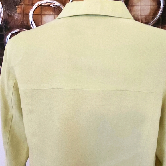 Talbots Lime Green 100% Irish Linen Four Button Front Short Jacket Size 10 - Picture 8 of 9